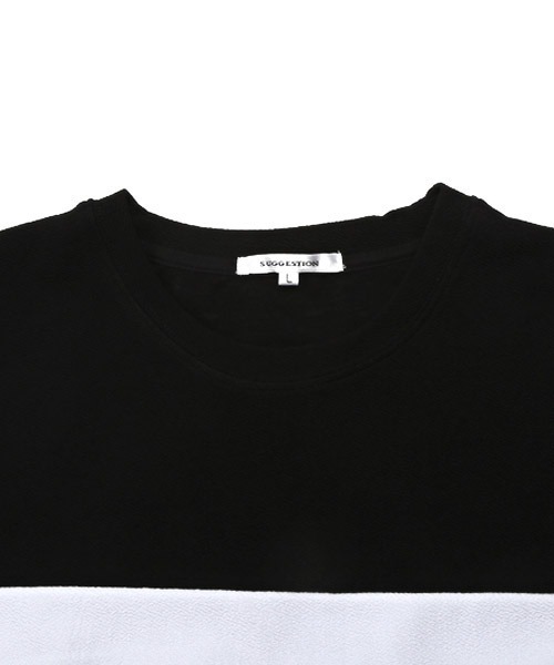LUXSTYLE（ラグスタイル）の「梨地切替BIGTシャツ（Tシャツ/カットソー・メンズ・ホワイト/ブラック/ホワイト系その他/ブラック系その他・M/L）」の18枚目の写真