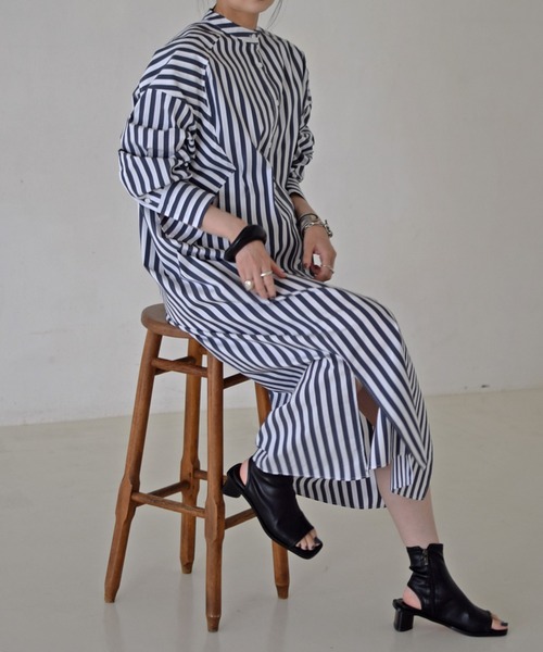 Marient(マリエント)の「ストライプオーバーロングシャツOP/ワンピ(シャツワンピース・レディース・ストライプ・FREE)」の3枚目の写真