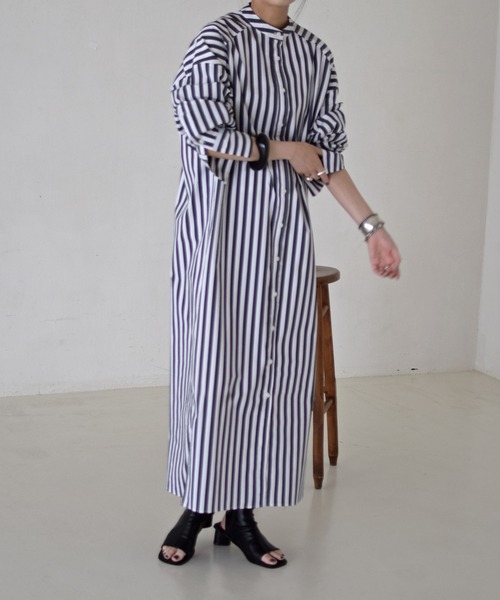 Marient(マリエント)の「ストライプオーバーロングシャツOP/ワンピ(シャツワンピース・レディース・ストライプ・FREE)」の6枚目の写真