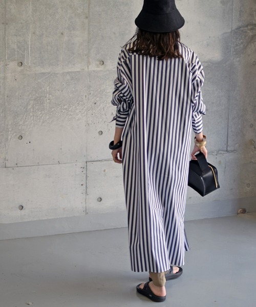 Marient(マリエント)の「ストライプオーバーロングシャツOP/ワンピ(シャツワンピース・レディース・ストライプ・FREE)」の11枚目の写真