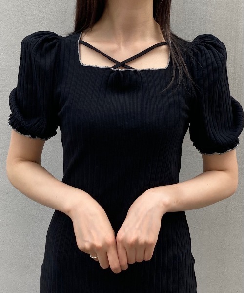 TITTY&CO.（ティティーアンドコー）の「【TITTY&CO.】フロントクロスマーメイドワンピース（ワンピース・レディース・ブラック/ラベンダー・FREE）」の7枚目の写真