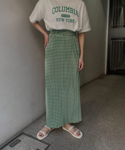 I_am(アイアム)の「pleats gingham skirt(スカート・レディース・ブラック/グリーン・FREE)」の2枚目の写真