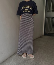 pleats gingham skirt