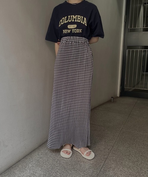 I_am(アイアム)の「pleats gingham skirt(スカート・レディース・ブラック/グリーン・FREE)」の1枚目の写真