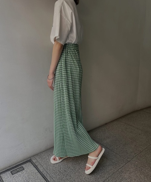 I_am(アイアム)の「pleats gingham skirt(スカート・レディース・ブラック/グリーン・FREE)」の3枚目の写真