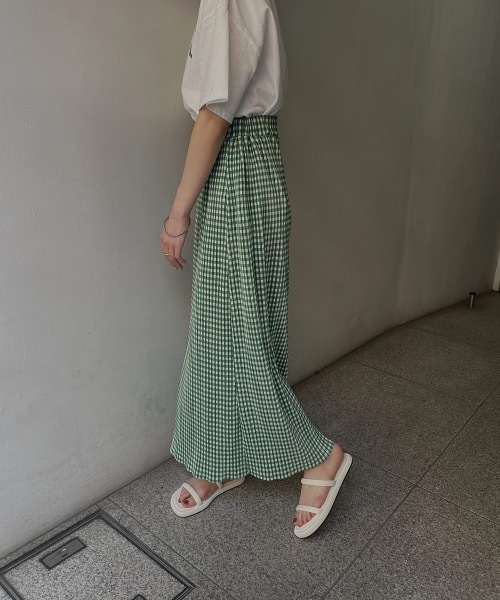 I_am(アイアム)の「pleats gingham skirt(スカート・レディース・ブラック/グリーン・FREE)」の15枚目の写真