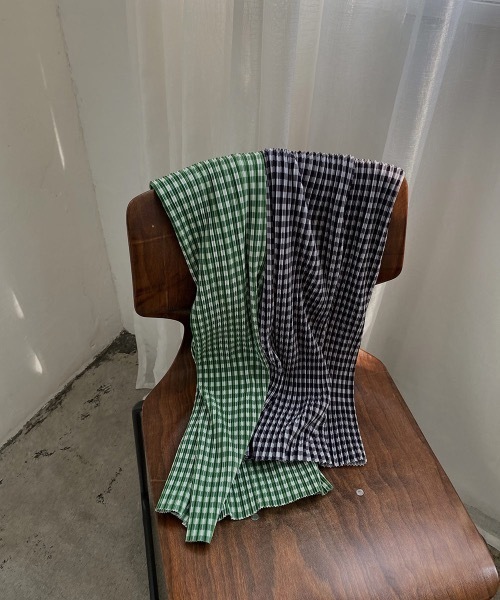 I_am(アイアム)の「pleats gingham skirt(スカート・レディース・ブラック/グリーン・FREE)」の4枚目の写真