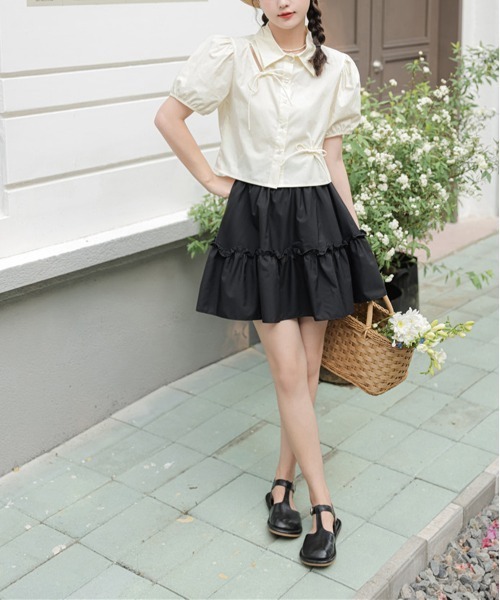 by muni:r（バイ ムニール）の「ラブリーパフリボンブラウス（シャツ/ブラウス・レディース・ホワイト/ブルー系その他/イエロー・FREE）」の7枚目の写真