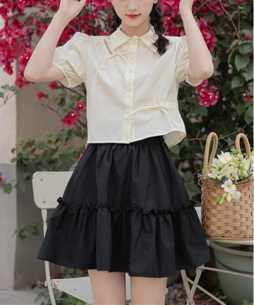 by muni:r（バイ ムニール）の「ラブリーパフリボンブラウス（シャツ/ブラウス・レディース・ホワイト/ブルー系その他/イエロー・FREE）」の20枚目の写真