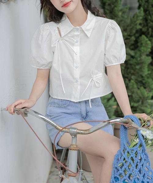 by muni:r（バイ ムニール）の「ラブリーパフリボンブラウス（シャツ/ブラウス・レディース・ホワイト/ブルー系その他/イエロー・FREE）」の21枚目の写真