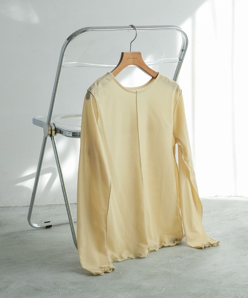 A part by(アパートバイ)の「シアーメローLS 127097(Tシャツ/カットソー・レディース・アイボリー/ブラック/キャメル/ライトブルー/ライトイエロー/ライトグレー・FREE)」の5枚目の写真
