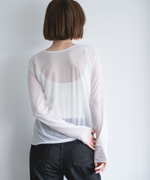 A part by(アパートバイ)の「シアーメローLS 127097(Tシャツ/カットソー・レディース・アイボリー/ブラック/キャメル/ライトブルー/ライトイエロー/ライトグレー・FREE)」の13枚目の写真