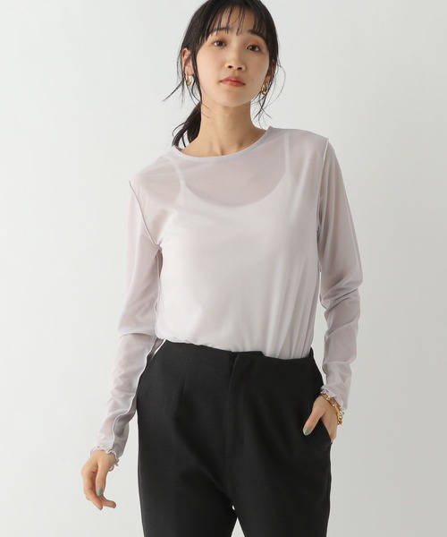 A part by(アパートバイ)の「シアーメローLS 127097(Tシャツ/カットソー・レディース・アイボリー/ブラック/キャメル/ライトブルー/ライトイエロー/ライトグレー・FREE)」の14枚目の写真