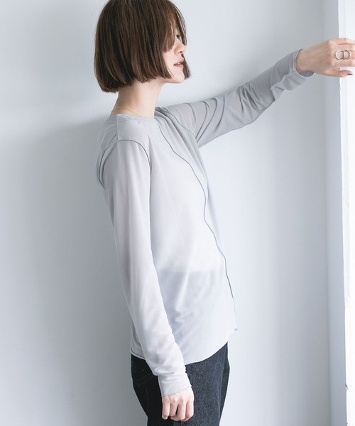 A part by(アパートバイ)の「シアーメローLS 127097(Tシャツ/カットソー・レディース・アイボリー/ブラック/キャメル/ライトブルー/ライトイエロー/ライトグレー・FREE)」の17枚目の写真
