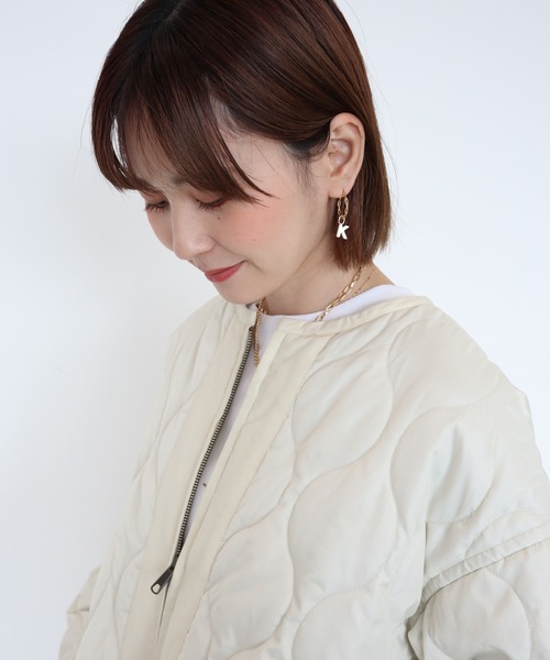 AMERICAN HOLIC（アメリカンホリック）の「あったかキルティングコート（ノーカラーコート・レディース・ブラック/カーキ/アイボリー・M/L）」の20枚目の写真