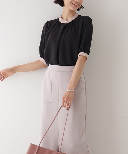 DRESKIP(ドレスキップ)の「◆配色パ-ル釦付ブラウス(シャツ/ブラウス・レディース・ホワイト系7/ブルー系9/ブラック系4/ホワイト系8・03/02)」の3枚目の写真