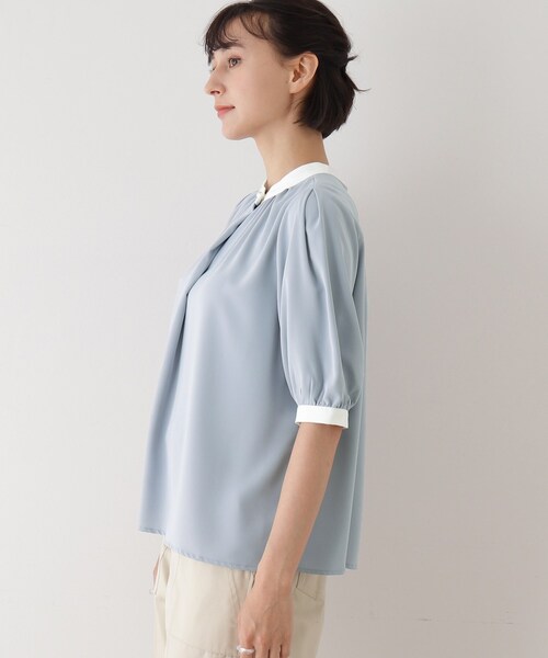 DRESKIP(ドレスキップ)の「◆配色パ-ル釦付ブラウス(シャツ/ブラウス・レディース・ホワイト系7/ブルー系9/ブラック系4/ホワイト系8・03/02)」の6枚目の写真