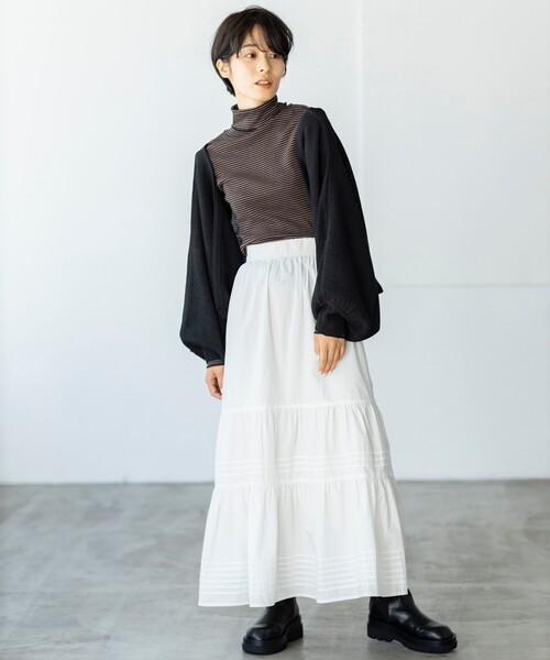 THE SHOP TK （ザ ショップ ティーケー ）の「◆【レディライク】コットンティアードスカート（スカート・レディース・ブラック/ホワイト系・11/12）」の9枚目の写真