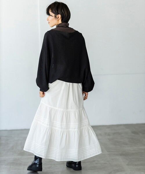 THE SHOP TK （ザ ショップ ティーケー ）の「◆【レディライク】コットンティアードスカート（スカート・レディース・ブラック/ホワイト系・11/12）」の4枚目の写真