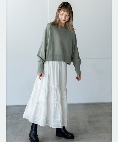 THE SHOP TK （ザ ショップ ティーケー ）の「◆【レディライク】コットンティアードスカート（スカート・レディース・ブラック/ホワイト系・11/12）」の3枚目の写真