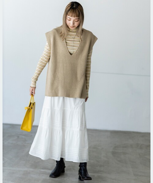 THE SHOP TK （ザ ショップ ティーケー ）の「◆【レディライク】コットンティアードスカート（スカート・レディース・ブラック/ホワイト系・11/12）」の8枚目の写真