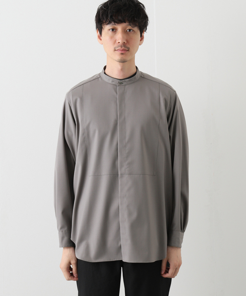 EDIFICE LA BOUCLE（エディフィスラブークル）の「【LA BOUCLE / ラブークル】ヒヨクスタンドカラーシャツ W/Pe（シャツ/ブラウス・メンズ・ライトグレー/ブラック・1/2/3）」の15枚目の写真