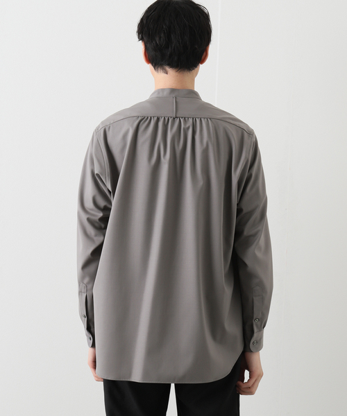 EDIFICE LA BOUCLE（エディフィスラブークル）の「【LA BOUCLE / ラブークル】ヒヨクスタンドカラーシャツ W/Pe（シャツ/ブラウス・メンズ・ライトグレー/ブラック・1/2/3）」の9枚目の写真