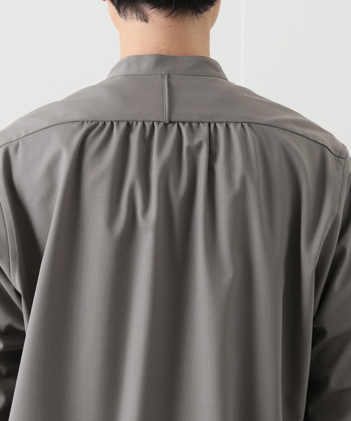 EDIFICE LA BOUCLE（エディフィスラブークル）の「【LA BOUCLE / ラブークル】ヒヨクスタンドカラーシャツ W/Pe（シャツ/ブラウス・メンズ・ライトグレー/ブラック・1/2/3）」の13枚目の写真