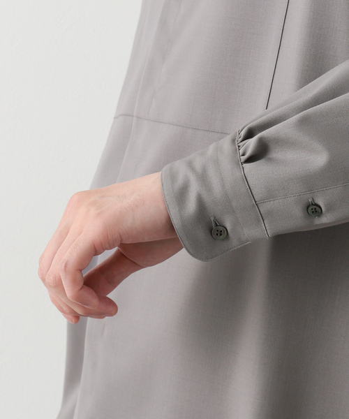 EDIFICE LA BOUCLE（エディフィスラブークル）の「【LA BOUCLE / ラブークル】ヒヨクスタンドカラーシャツ W/Pe（シャツ/ブラウス・メンズ・ライトグレー/ブラック・1/2/3）」の12枚目の写真