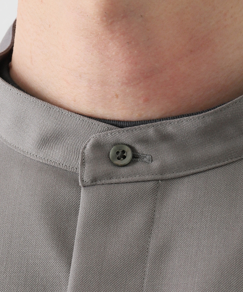 EDIFICE LA BOUCLE（エディフィスラブークル）の「【LA BOUCLE / ラブークル】ヒヨクスタンドカラーシャツ W/Pe（シャツ/ブラウス・メンズ・ライトグレー/ブラック・1/2/3）」の8枚目の写真