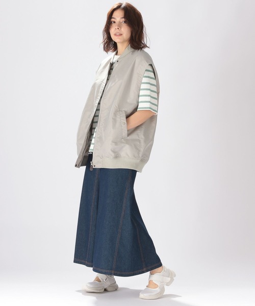 niko and...（ニコアンド）の「MA-1ベスト（MA-1・レディース・ブラック/アイボリー/カーキ・FREE）」の7枚目の写真