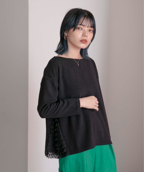 Eimee Law(エイミーロウ)の「サイドフリルトップス(Tシャツ/カットソー・レディース・ブラック/アイボリー/ベージュ・38)」の7枚目の写真