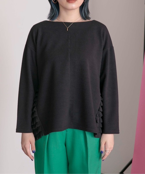 Eimee Law(エイミーロウ)の「サイドフリルトップス(Tシャツ/カットソー・レディース・ブラック/アイボリー/ベージュ・38)」の12枚目の写真