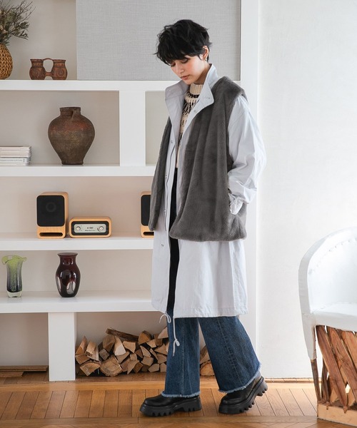 RAGEBLUE（レイジブルー）の「ファーレイヤード/モッズコート（モッズコート・レディース・ブラック/グレー/オリーブ・FREE）」の5枚目の写真