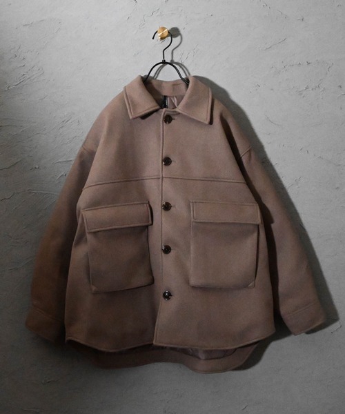 Ritzy（リッツィー）の「ポリメルトン D/S ビッグポケットブルゾン レディース メンズ（ブルゾン・メンズ・ベージュ/グレイッシュベージュ/サックスブルー/ブラック・MEDIUM/LARGE/X-LARGE）」の4枚目の写真