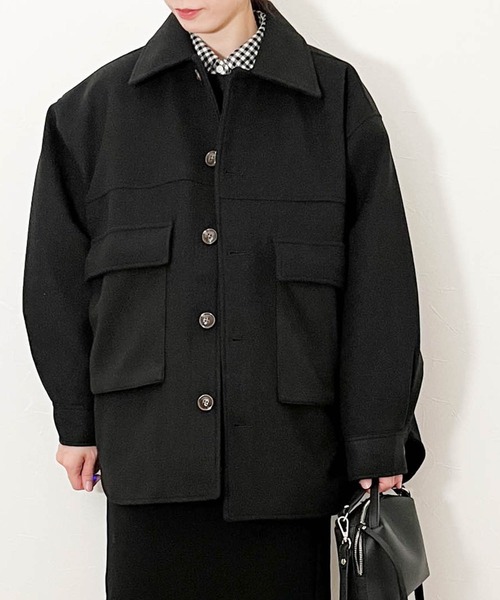 Ritzy（リッツィー）の「ポリメルトン D/S ビッグポケットブルゾン レディース メンズ（ブルゾン・メンズ・ベージュ/グレイッシュベージュ/サックスブルー/ブラック・MEDIUM/LARGE/X-LARGE）」の2枚目の写真