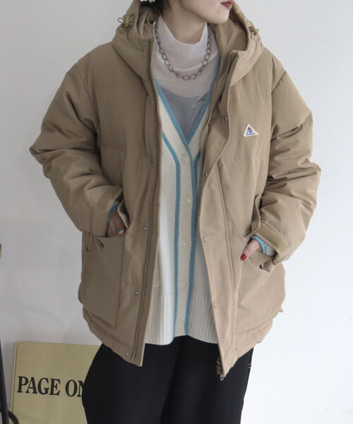 ゲバコダウンジャケット美品ベージュサイズ36/ GEVACO（ゲバコ）の「【GEVACO/ゲバコ】フーデッドショートダウン