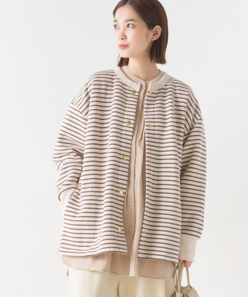 OMNES（オムネス）の「裏起毛ミディアム丈ドットボタンカーディガン（カーディガン/ボレロ・レディース・ホワイト系その他/パープル/オレンジ/アイボリー/ブラック/グレー系その他・FREE）」の3枚目の写真