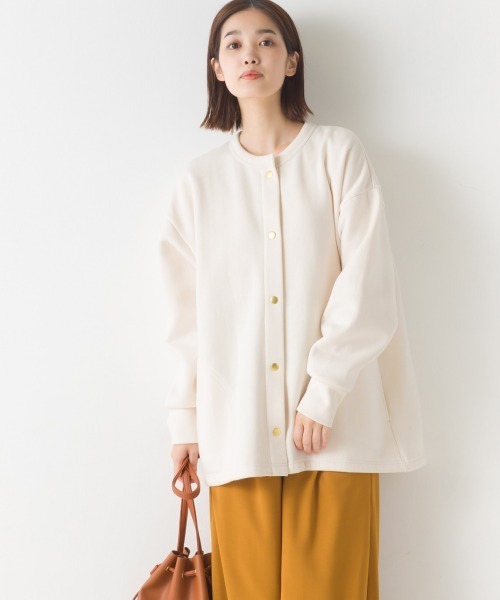 OMNES（オムネス）の「裏起毛ミディアム丈ドットボタンカーディガン（カーディガン/ボレロ・レディース・ホワイト系その他/パープル/オレンジ/アイボリー/ブラック/グレー系その他・FREE）」の7枚目の写真