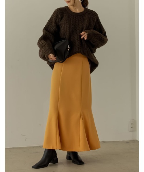 Re:EDIT（リエディ）の「ウールタッチオーバーサイズケーブルニットトップス（ニット/セーター・レディース・アイボリー/ベージュ/ブラウン/パープル・MEDIUM/LARGE）」の17枚目の写真