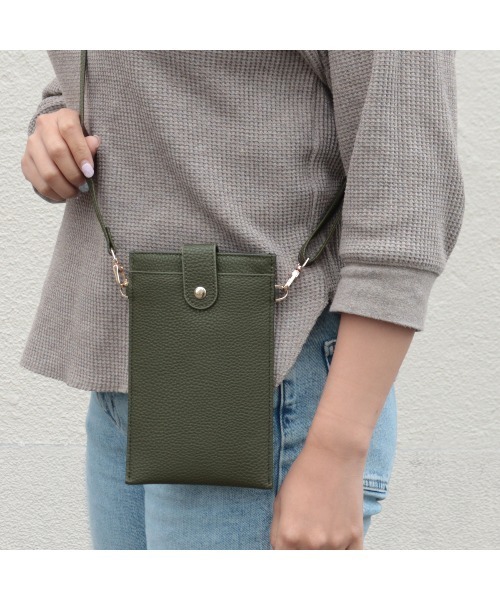 KAZZU SELECT(カッズセレクト)の「シンプルスマホポシェット&ショルダーバッグ(ショルダーバッグ・レディース・イエロー/ブラック/ピンク/グリーン/キャメル・ONE SIZE)」の3枚目の写真