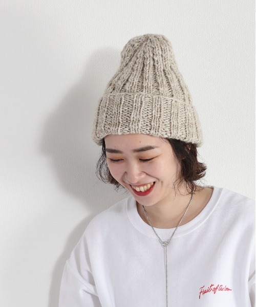 cepo(セポ)の「ミックスニットキャップ(ニットキャップ/ビーニー・レディース・ベージュ/チャコール・FREE)」の2枚目の写真