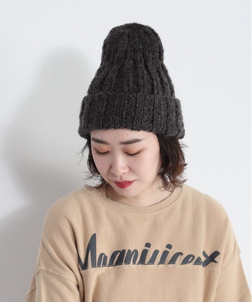 cepo(セポ)の「ミックスニットキャップ(ニットキャップ/ビーニー・レディース・ベージュ/チャコール・FREE)」の4枚目の写真