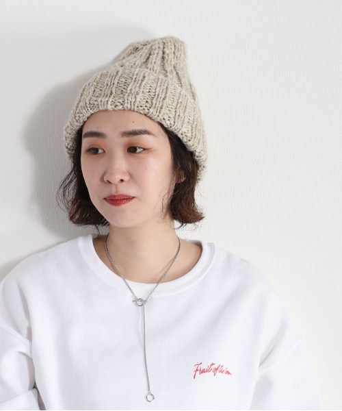 cepo(セポ)の「ミックスニットキャップ(ニットキャップ/ビーニー・レディース・ベージュ/チャコール・FREE)」の8枚目の写真
