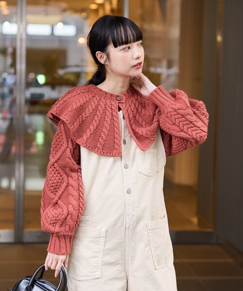 FREAK'S STORE（フリークスストア）の「襟付きケーブルニットプルオーバー（ニット/セーター・レディース・オフホワイト/ピンク/ネイビー・ﾌﾘ-）」の8枚目の写真