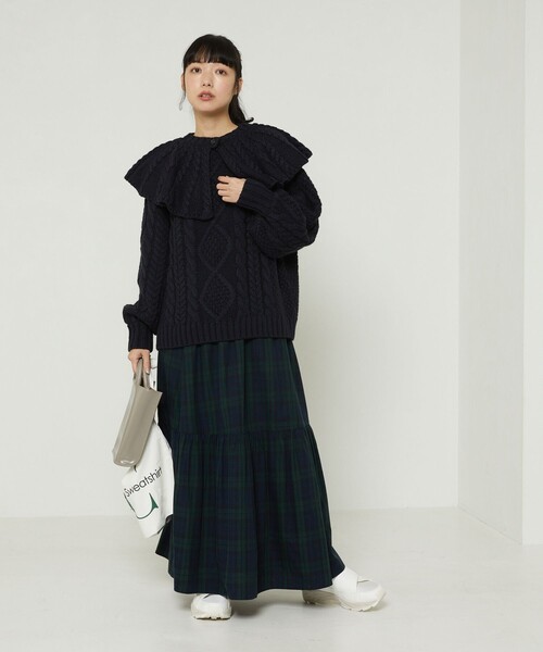 FREAK'S STORE（フリークスストア）の「襟付きケーブルニットプルオーバー（ニット/セーター・レディース・オフホワイト/ピンク/ネイビー・ﾌﾘ-）」の12枚目の写真