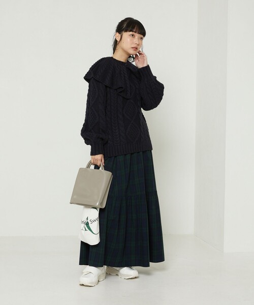 FREAK'S STORE（フリークスストア）の「襟付きケーブルニットプルオーバー（ニット/セーター・レディース・オフホワイト/ピンク/ネイビー・ﾌﾘ-）」の16枚目の写真