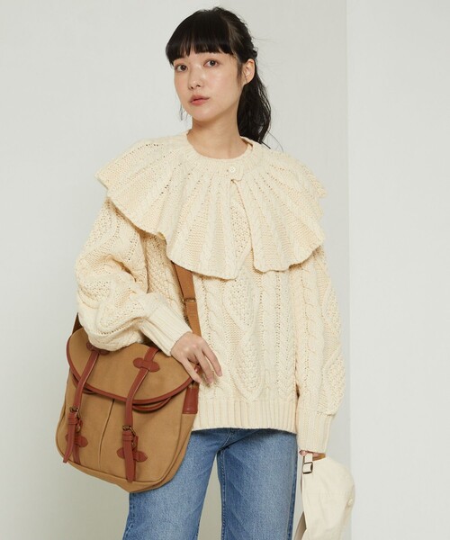 FREAK'S STORE（フリークスストア）の「襟付きケーブルニットプルオーバー（ニット/セーター・レディース・オフホワイト/ピンク/ネイビー・ﾌﾘ-）」の10枚目の写真