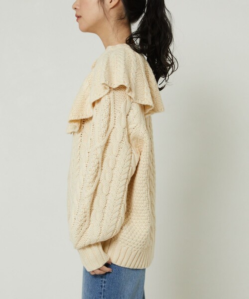 FREAK'S STORE（フリークスストア）の「襟付きケーブルニットプルオーバー（ニット/セーター・レディース・オフホワイト/ピンク/ネイビー・ﾌﾘ-）」の18枚目の写真