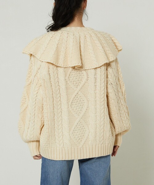 FREAK'S STORE（フリークスストア）の「襟付きケーブルニットプルオーバー（ニット/セーター・レディース・オフホワイト/ピンク/ネイビー・ﾌﾘ-）」の7枚目の写真